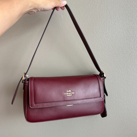 Coach Etta Small Flap Shoulder Bag CCV63 smooth leather/Im/Maroon - Picture 2 of 11